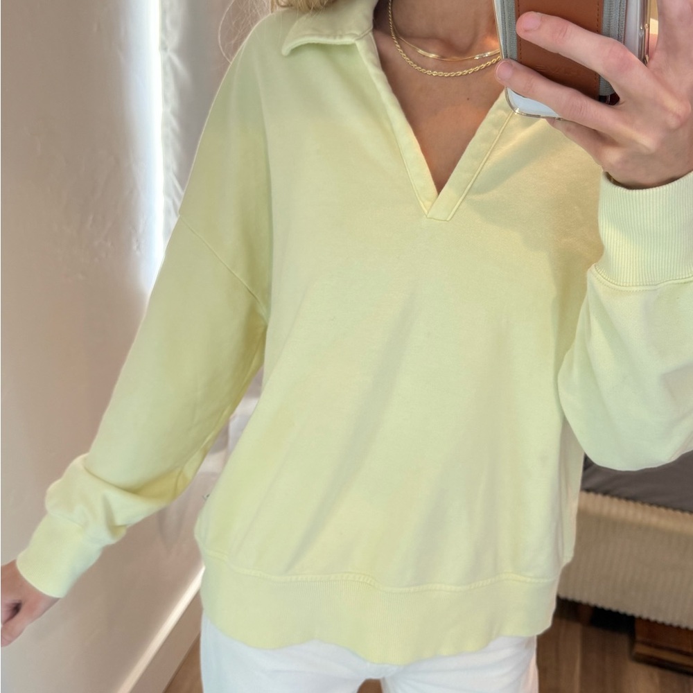 Women's Light Yellow Long Sleeve Pullover Top
